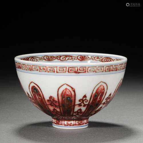 Qing Dynasty,Bean Red Glaze Flower Large Bowl