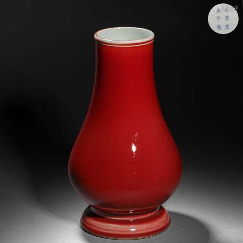 Qing Dynasty,Bean Red Glaze Vessel