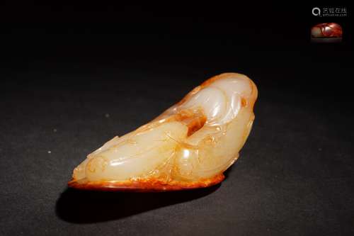 白玉留皮巧雕瓜果珮