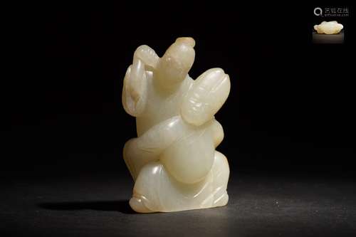 白玉安祿山抱楊貴妃