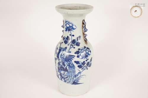 青花花鳥雙耳瓶