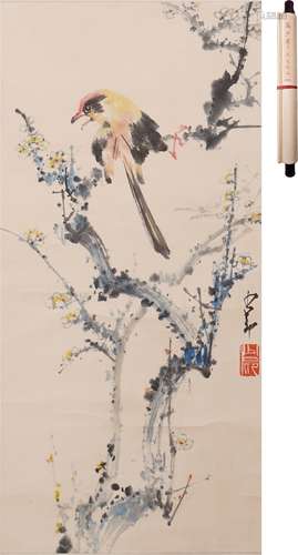 趙少昂 花鳥図 設色紙本 軸