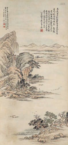 樊浩霖（1885-1962）·仿马远清江钓艇 纸本设色 立轴
