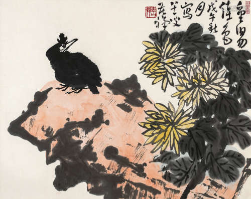 李苦禅（1899-1983）·重阳佳色 纸本设色 镜芯