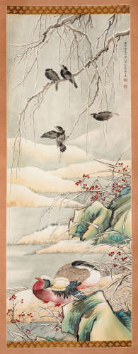 张守成（1918-2013）·荷塘鸳鸯 纸本设色 立轴