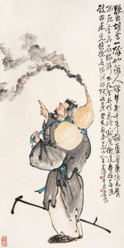 王震（1867-1938）·醉仙图 纸本设色 立轴