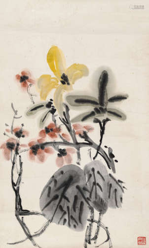 黄宾虹（1865-1955）·富贵图 纸本设色 镜芯