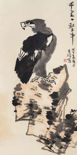 李苦禅（1899-1983）·千里一击中 纸本设色 立轴