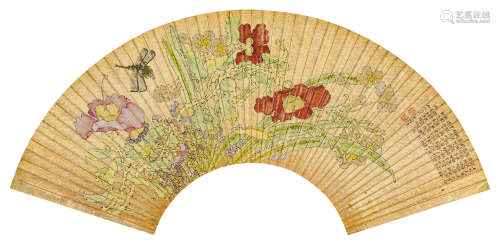 陆小曼（1903-1965）·富贵图 金笺设色 扇面
