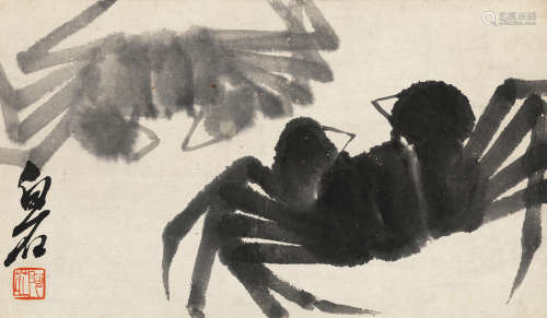 齐白石（1864-1957）·双蟹图（原藏家海外购藏） 纸本水墨 镜芯