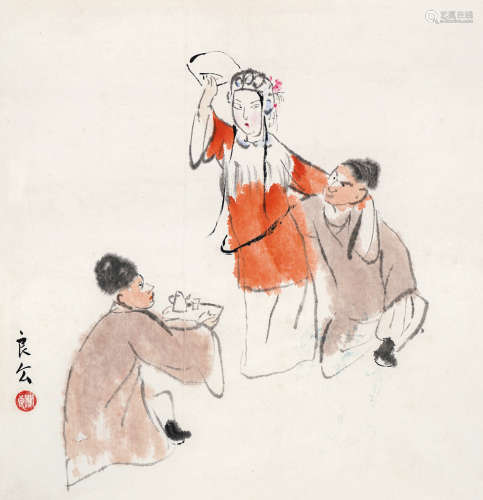 关良（1900-1986）·贵妃醉酒 纸本设色 镜芯