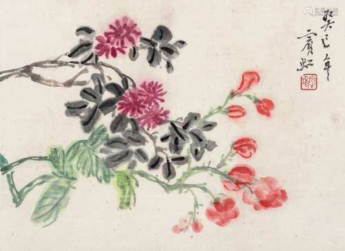 黄宾虹（1865-1955）·花卉小品 纸本设色 立轴