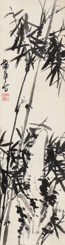 蒲华（1839-1911）·竹石图（原装旧裱） 纸本水墨 立轴