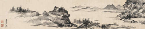 唐云（1910-1993）·湖山揽胜图（原藏家得自作者本人） 纸本水墨 镜芯