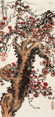 刘海粟（1896-1994）·红梅赞 纸本设色 镜芯