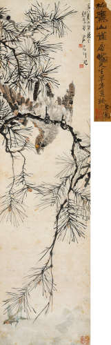 唐云（1910-1993）·松鹰（唐逸览题签） 纸本设色 立轴