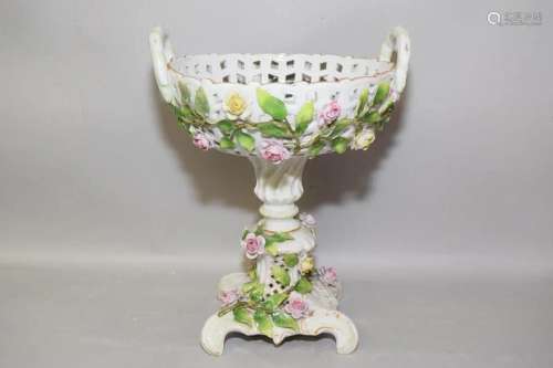 Crown Mark Porcelain Floral Hollow Pedestal Bowl
