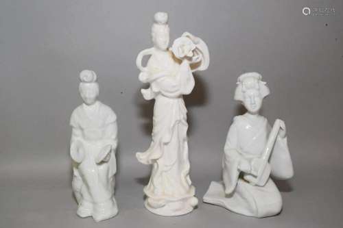 Three Chinese Porcelain Blanc de Chine Figurines