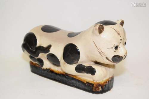 19th C. Chinese Porcelain CiZhou Style Cat Pillow