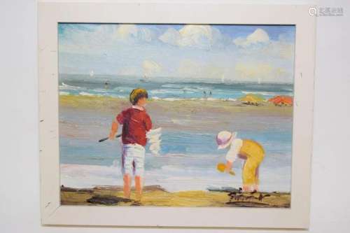 Seaside Oil Painting, Signed