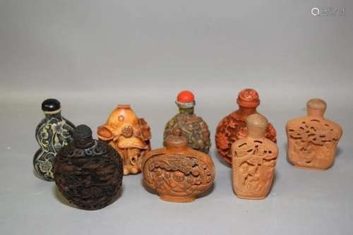 Group of Chinese Carved Snuff Bottles