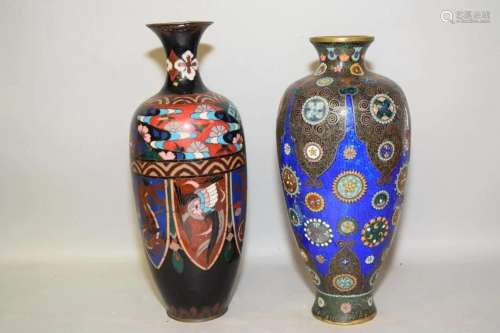 Two Japanese Cloisonne Vases