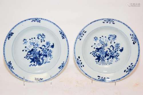 Pr. of 18-19th C. Chinese Export Porcelain B&W Plates