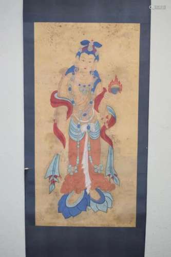 Chinese/Japanese Watercolor Guanyin Scroll