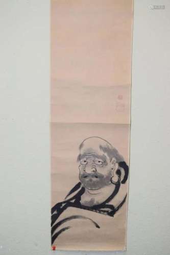18th C. Japanese Watercolor Monk Painting