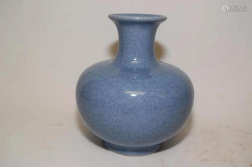 19-20th C. Chinese Porcelain Sky Blue Glaze Vase