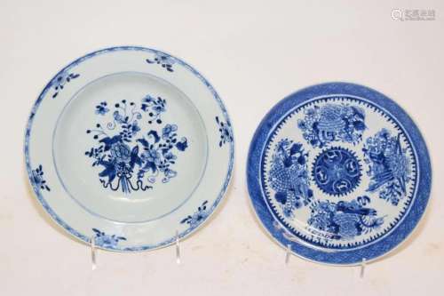 Two 18-19th C. Chinese Export Porcelain B&W Plates