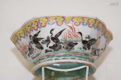19th C. Chinese Porcelain Famille Rose Altar Bowl