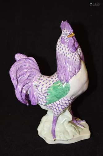 Rare Herend Hungary Porcelain Purple Rooster Figurine