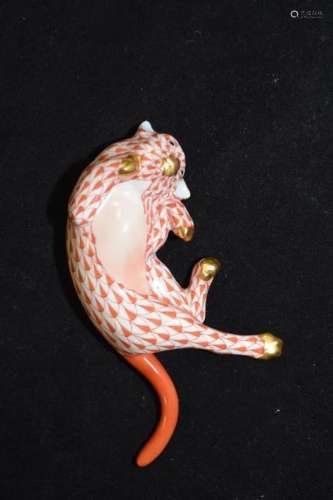 Herend Hungary Porcelain Red Calico Cat Figurine