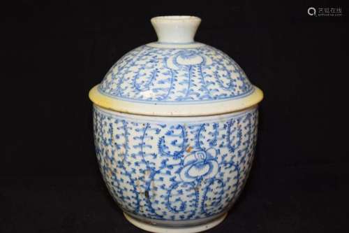 18-19th C. Chinese Porcelain B&W Porridge Bowl