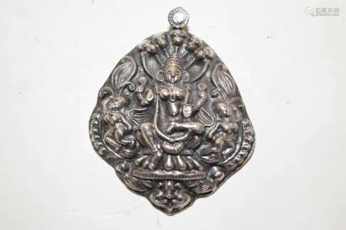 Chinese Tibetan Silver Bodhisattva Pendant
