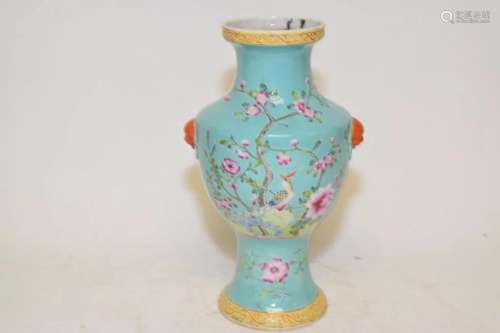 19th C. Chinese Porcelain Turquoise Glaze Vase