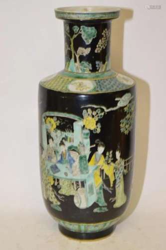 19-20th C. Chinese Porcelain Famille Noir Sancai Vase