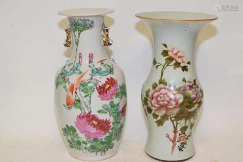 Two 19th C. Chinese Porcelain Famille Verte/Printed Vases