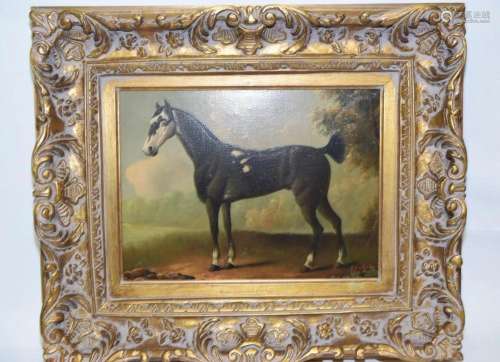 Antique Horse Oil Painting on Canvas, P. English