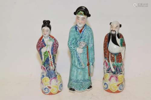 Three 19th C. Chinese Porcelain Famille Rose Figurines