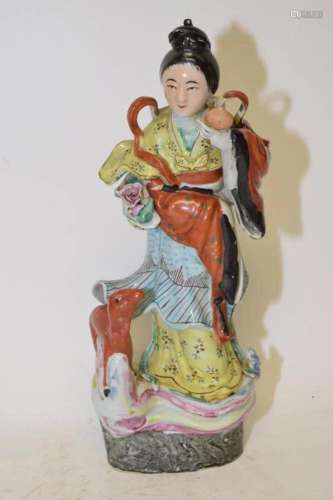 19th C. Chinese Porcelain Famille Rose MaGu Figurine