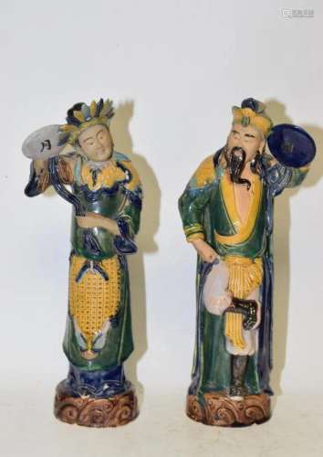 Pr. of 19-20th C. Chinese Porcelain Sancai Deities