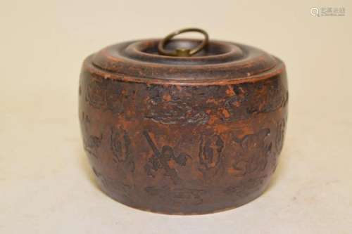 19-20th C. Chinese Pottery Cricket Jar, Shi XueLiang