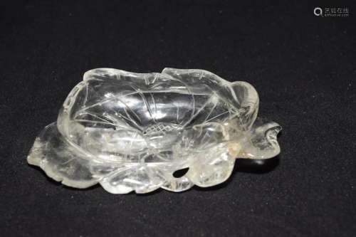 19th C. Chinese Rock Crystal Carved Lotus Brush Washer