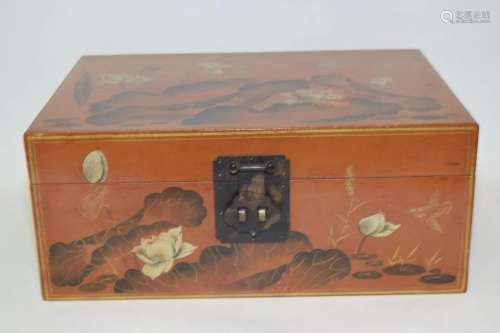 Qing Chinese Rhino Skin Style Lacquer Painted Box