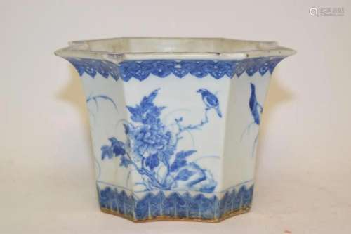 Chinese Porcelain "Wang Bu" Style B&W Flower P...