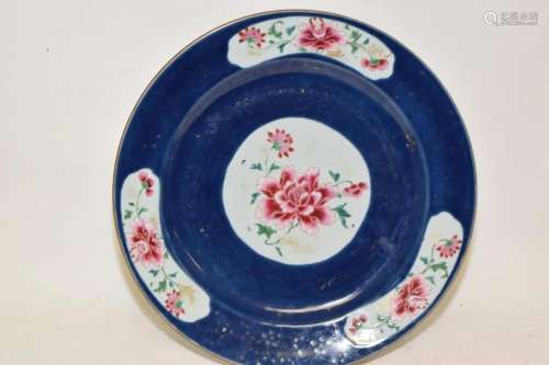 17-18th C. Chinese Export Porcelain Cobalt Blue Charger