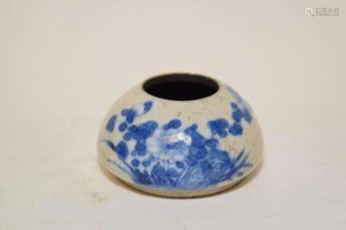 18-19th C. Chinese Porcelain Ge Glaze B&W Water Holder