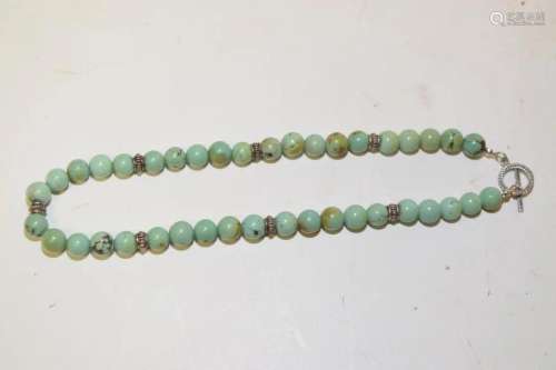 Chinese Turquoise Carved Bead Necklace